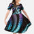 Hawaiian Ukulele Kid Short Sleeve Dress Amethyst Gradient Fantastic Plumeria