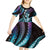 Hawaiian Ukulele Kid Short Sleeve Dress Amethyst Gradient Fantastic Plumeria