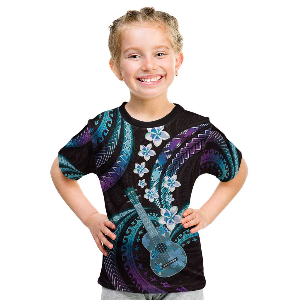 Hawaiian Ukulele Kid T Shirt Amethyst Gradient Fantastic Plumeria