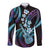 Hawaiian Ukulele Long Sleeve Button Shirt Amethyst Gradient Fantastic Plumeria