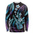 Hawaiian Ukulele Long Sleeve Shirt Amethyst Gradient Fantastic Plumeria