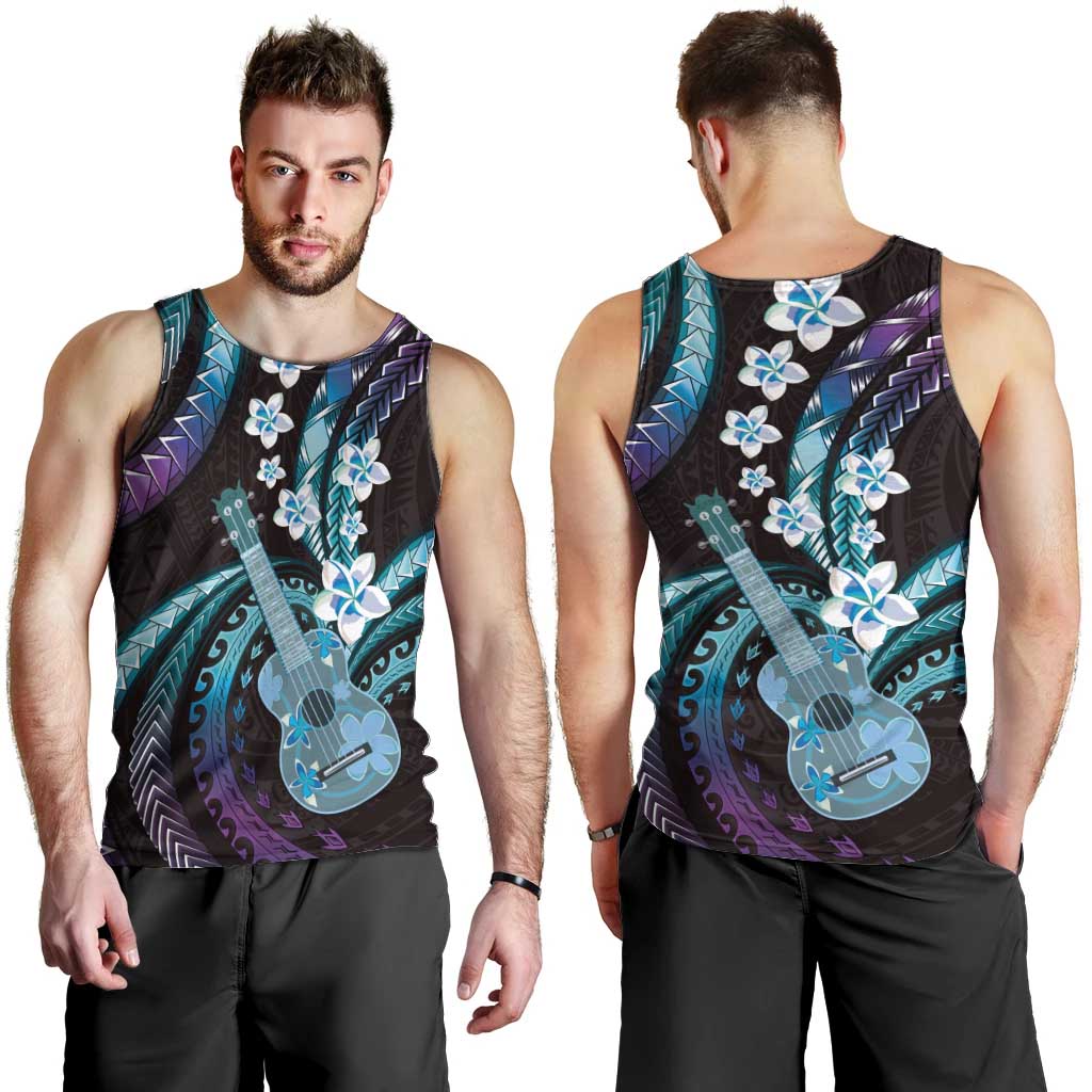Hawaiian Ukulele Men Tank Top Amethyst Gradient Fantastic Plumeria