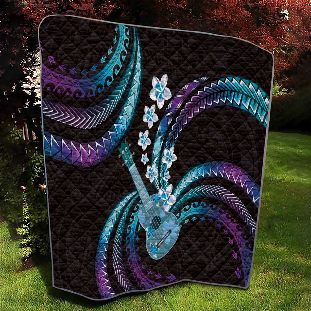 Hawaiian Ukulele Quilt Amethyst Gradient Fantastic Plumeria