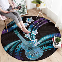 Hawaiian Ukulele Round Carpet Amethyst Gradient Fantastic Plumeria