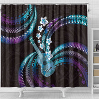 Hawaiian Ukulele Shower Curtain Amethyst Gradient Fantastic Plumeria