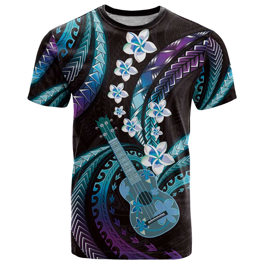 Hawaiian Ukulele T Shirt Amethyst Gradient Fantastic Plumeria
