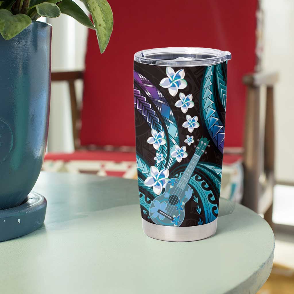 Hawaiian Ukulele Tumbler Cup Amethyst Gradient Fantastic Plumeria