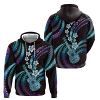 Hawaiian Ukulele Zip Hoodie Amethyst Gradient Fantastic Plumeria