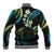 Hawaii Map Kanaka Maoli Baseball Jacket Fantastic Frangipani Chartreuse Cyan