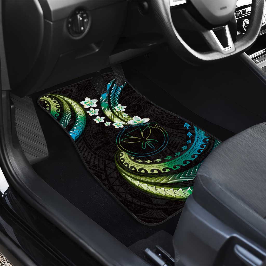 Hawaii Map Kanaka Maoli Car Mats Fantastic Frangipani Chartreuse Cyan