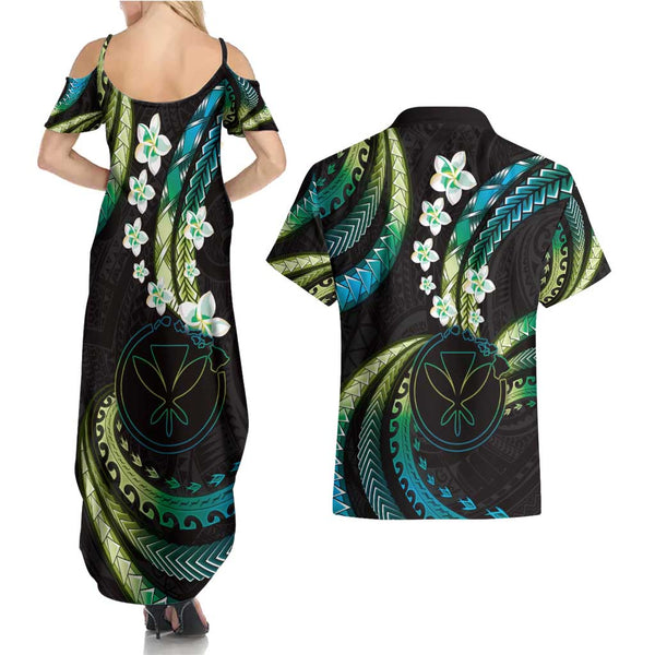 Hawaii Map Kanaka Maoli Couples Matching Summer Maxi Dress and Hawaiian ...