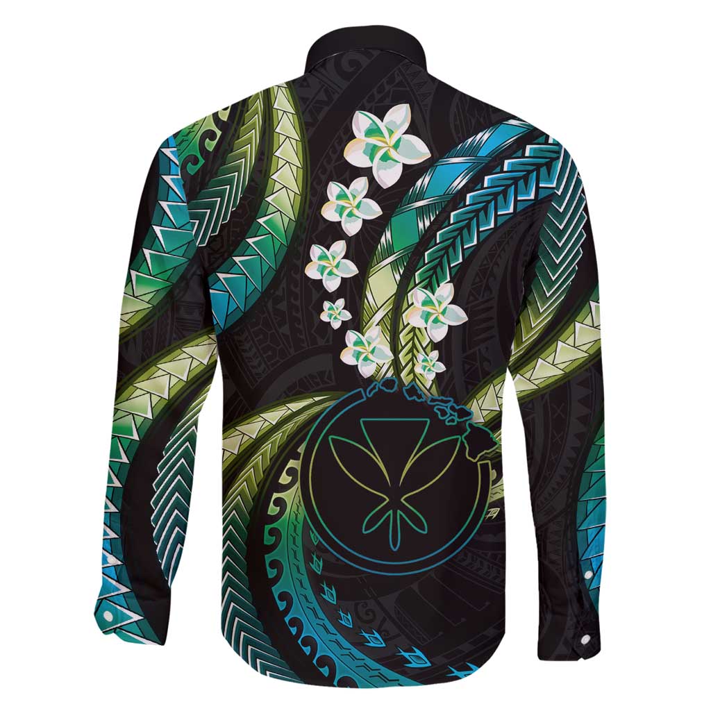 Hawaii Map Kanaka Maoli Family Matching Off Shoulder Short Dress and Hawaiian Shirt Fantastic Frangipani Chartreuse Cyan