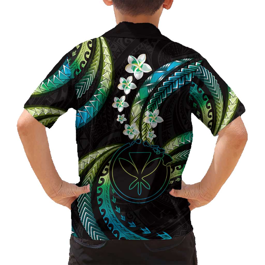 Hawaii Map Kanaka Maoli Family Matching Tank Maxi Dress and Hawaiian Shirt Fantastic Frangipani Chartreuse Cyan