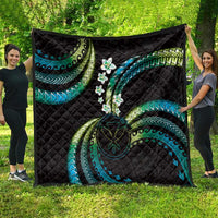 Hawaii Map Kanaka Maoli Quilt Fantastic Frangipani Chartreuse Cyan