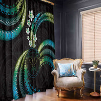 Hawaii Map Kanaka Maoli Window Curtain Fantastic Frangipani Chartreuse Cyan