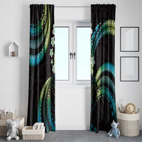 Hawaii Map Kanaka Maoli Window Curtain Fantastic Frangipani Chartreuse Cyan
