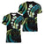 Hawaii Map Kanaka Maoli Women V-Neck T-Shirt Fantastic Frangipani Chartreuse Cyan