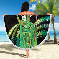 Hawaii King Kamehameha Beach Blanket Fantastic Plumeria Chartreuse Cyan