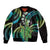 Hawaii King Kamehameha Bomber Jacket Fantastic Plumeria Chartreuse Cyan
