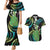 Hawaii King Kamehameha Couples Matching Mermaid Dress and Hawaiian Shirt Fantastic Plumeria Chartreuse Cyan