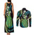 Hawaii King Kamehameha Couples Matching Tank Maxi Dress and Long Sleeve Button Shirt Fantastic Plumeria Chartreuse Cyan