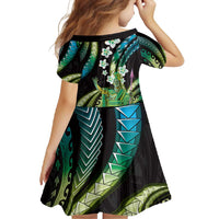 Hawaii King Kamehameha Family Matching Long Sleeve Bodycon Dress and Hawaiian Shirt Fantastic Plumeria Chartreuse Cyan