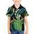 Hawaii King Kamehameha Family Matching Off The Shoulder Long Sleeve Dress and Hawaiian Shirt Fantastic Plumeria Chartreuse Cyan