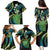 Hawaii King Kamehameha Family Matching Puletasi and Hawaiian Shirt Fantastic Plumeria Chartreuse Cyan
