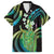 Hawaii King Kamehameha Family Matching Puletasi and Hawaiian Shirt Fantastic Plumeria Chartreuse Cyan