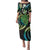 Hawaii King Kamehameha Family Matching Puletasi and Hawaiian Shirt Fantastic Plumeria Chartreuse Cyan