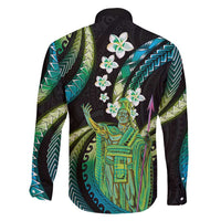 Hawaii King Kamehameha Family Matching Summer Maxi Dress and Hawaiian Shirt Fantastic Plumeria Chartreuse Cyan