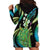 Hawaii King Kamehameha Hoodie Dress Fantastic Plumeria Chartreuse Cyan