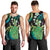 Hawaii King Kamehameha Men Tank Top Fantastic Plumeria Chartreuse Cyan