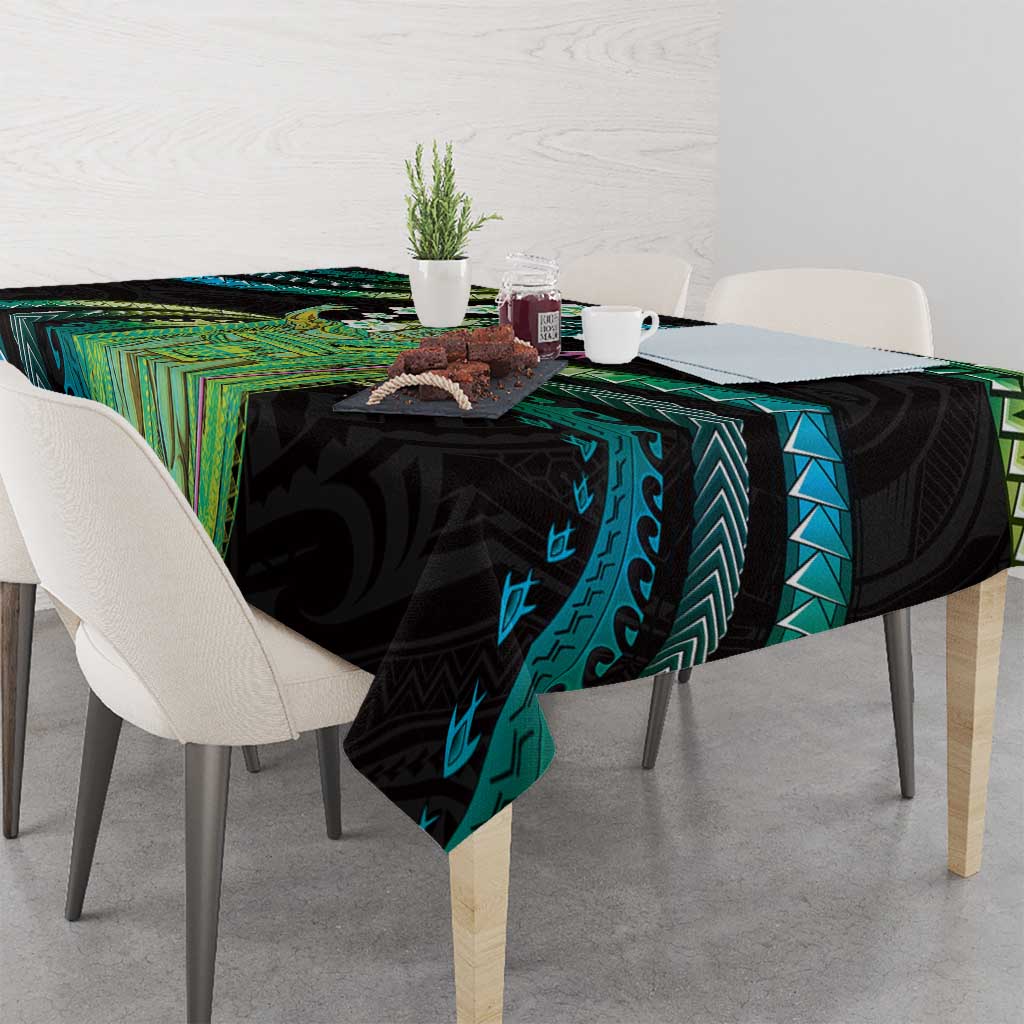 Hawaii King Kamehameha Tablecloth Fantastic Plumeria Chartreuse Cyan