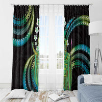Hawaii King Kamehameha Window Curtain Fantastic Plumeria Chartreuse Cyan