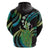 Hawaii King Kamehameha Zip Hoodie Fantastic Plumeria Chartreuse Cyan