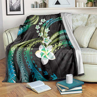 Hawaii Plumeria Blanket Chartreuse Cyan Polynesian Pattern