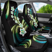 Hawaii Plumeria Car Seat Cover Chartreuse Cyan Polynesian Pattern
