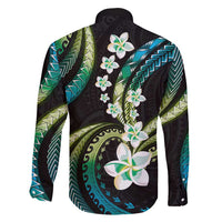 Hawaii Plumeria Family Matching Mermaid Dress and Hawaiian Shirt Chartreuse Cyan Polynesian Pattern