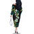 Hawaii Plumeria Family Matching Off The Shoulder Long Sleeve Dress and Hawaiian Shirt Chartreuse Cyan Polynesian Pattern