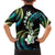 Hawaii Plumeria Family Matching Puletasi and Hawaiian Shirt Chartreuse Cyan Polynesian Pattern