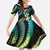 Hawaii Plumeria Family Matching Puletasi and Hawaiian Shirt Chartreuse Cyan Polynesian Pattern