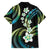 Hawaii Plumeria Family Matching Puletasi and Hawaiian Shirt Chartreuse Cyan Polynesian Pattern