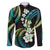 Hawaii Plumeria Family Matching Puletasi and Hawaiian Shirt Chartreuse Cyan Polynesian Pattern