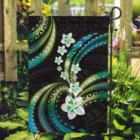 Hawaii Plumeria Garden Flag Chartreuse Cyan Polynesian Pattern