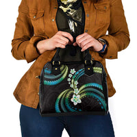 Hawaii Plumeria Shoulder Handbag Chartreuse Cyan Polynesian Pattern LT01 - Polynesian Pride