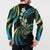 Hawaii Shaka Sign Button Sweatshirt Fantastic Frangipani Chartreuse Cyan