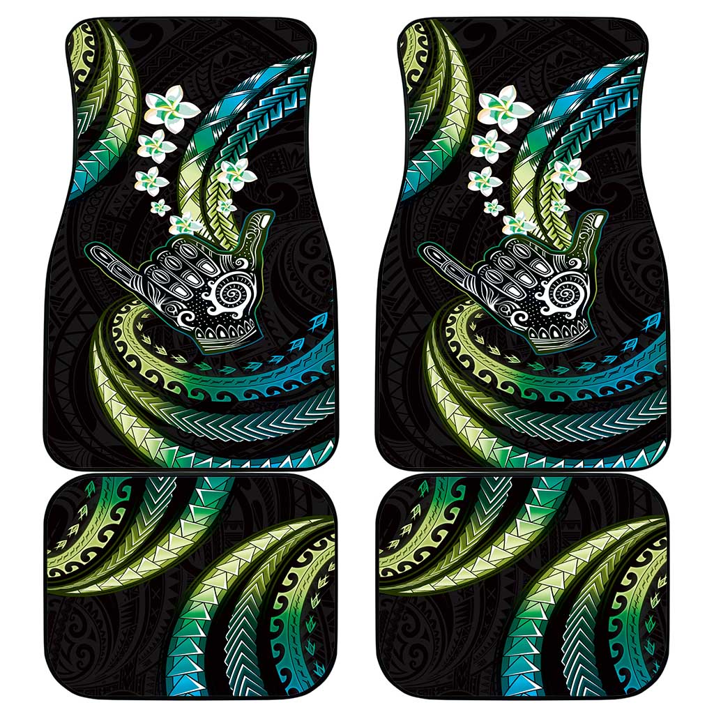 Hawaii Shaka Sign Car Mats Fantastic Frangipani Chartreuse Cyan