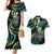 Hawaii Shaka Sign Couples Matching Mermaid Dress and Hawaiian Shirt Fantastic Frangipani Chartreuse Cyan