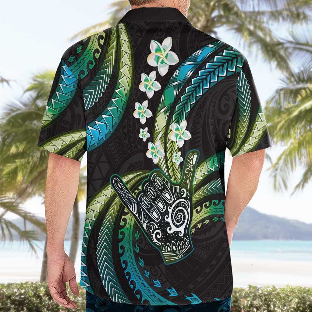 Hawaii Shaka Sign Hawaiian Shirt Fantastic Frangipani Chartreuse Cyan